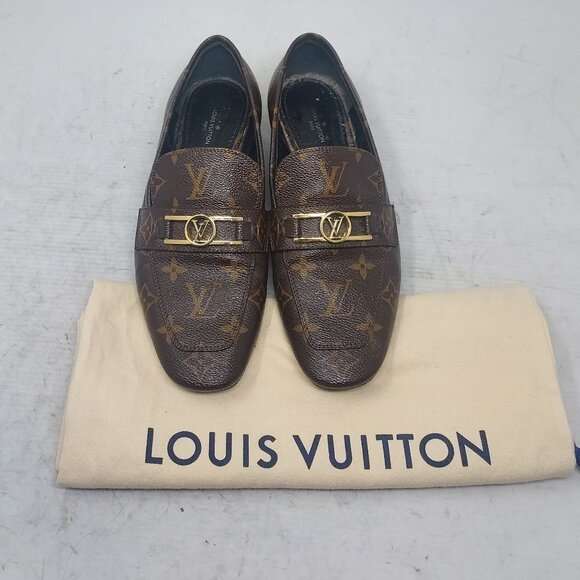 Louis Vuitton LV Monogram Brown Flat WOMENS Loafer - Picture 1 of 11